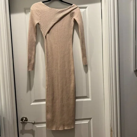 NWT Heartloom Antonia Tan Ribbed Midi Dress Size S - Picture 2 of 12